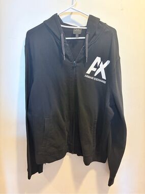 Armani Exchange Black Hoodie with White AX Logo